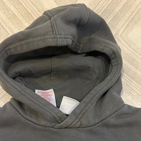 Adidas Gray Kids Hoodie with Logo Striped Sleeves Size M - Picture 4 of 9